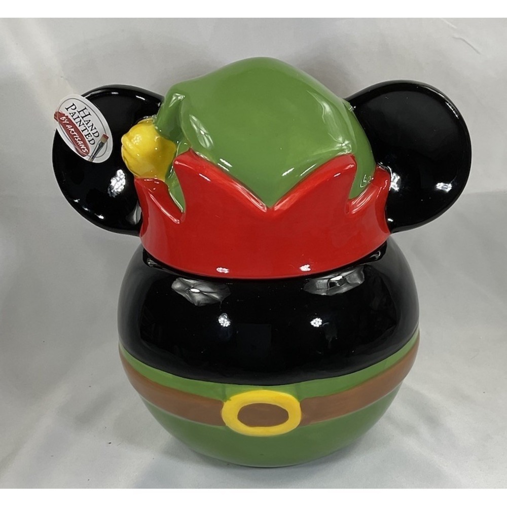 Disney Mickey Mouse Icon Head Christmas Elf Canister/Cookie Jar